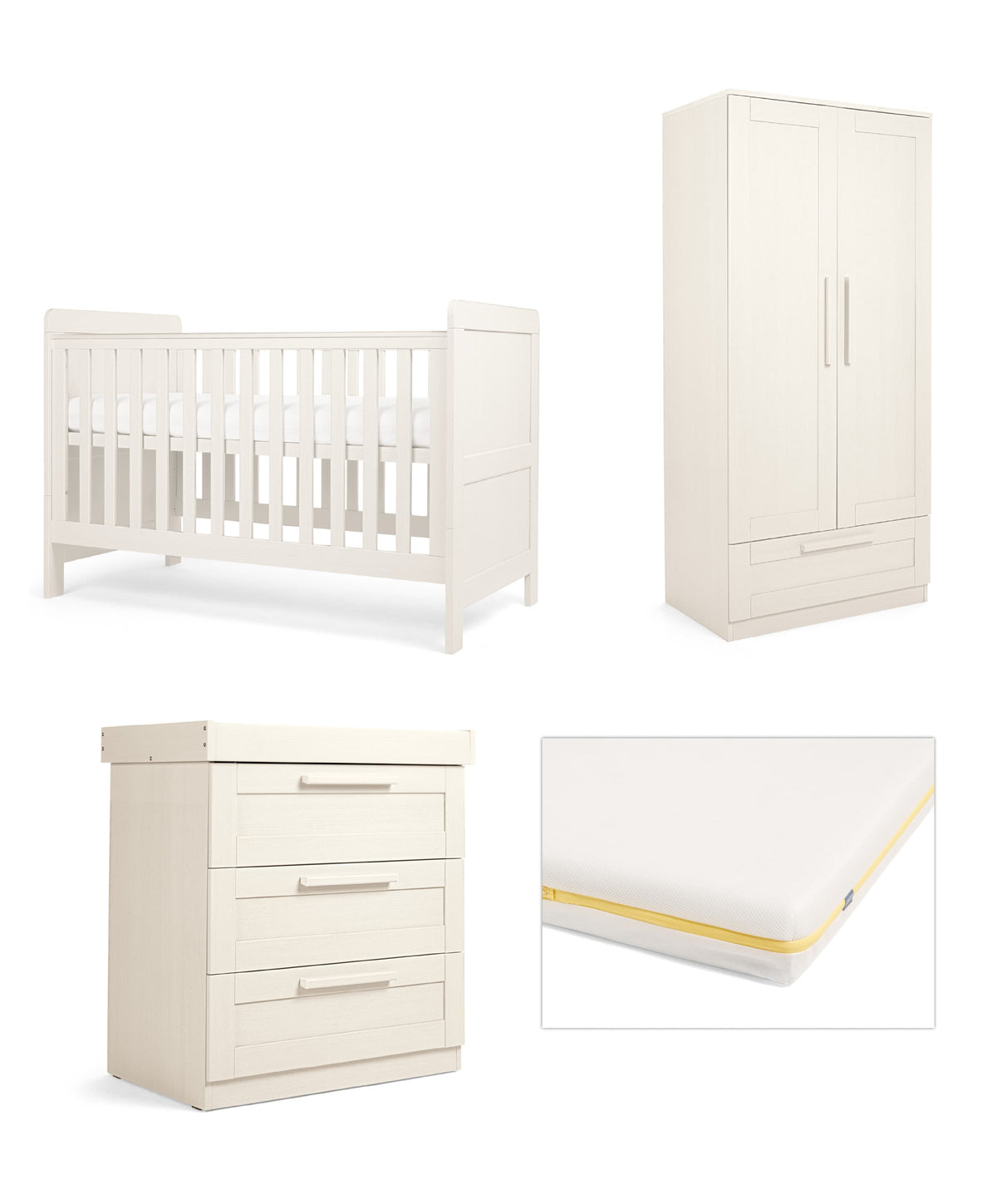 Atlas Nursery Furniture & Signature Airflow Pocket Spring Cotbed Mattress Bundle - Warm Beige
