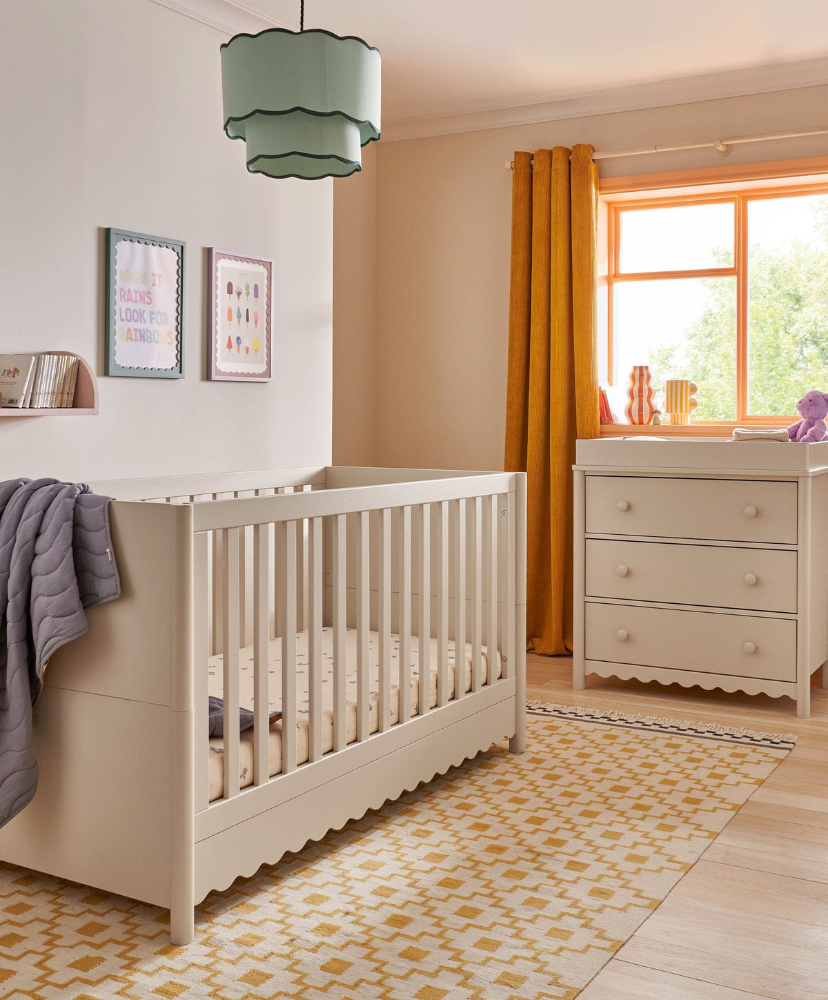 Eryn 2 Piece Cotbed Set with Dresser Changer - Cashmere
