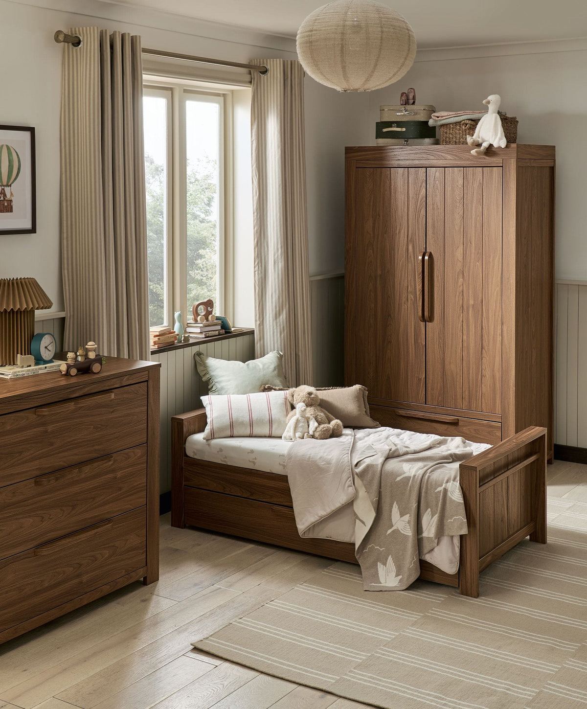 Franklin 3 Piece Cotbed Range with Dresser & Wardrobe - Walnut