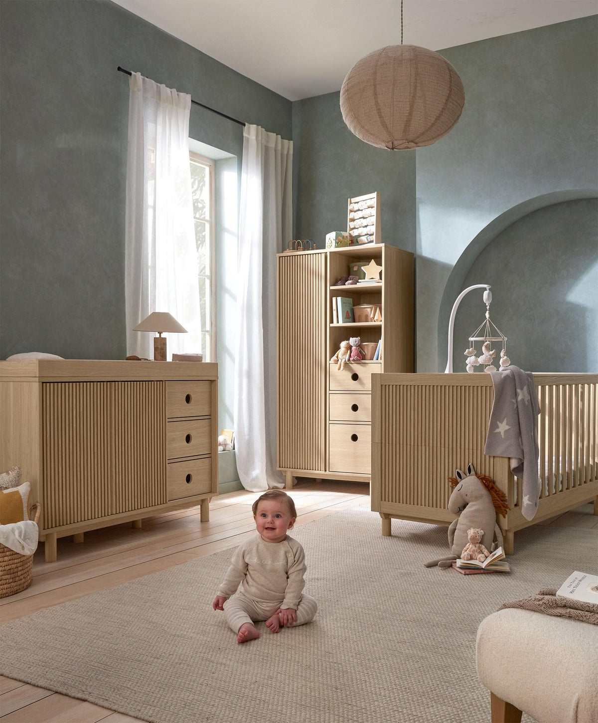 Oska 3 Piece Cotbed Range With Wide Dresser Changer & Wardrobe - Oak