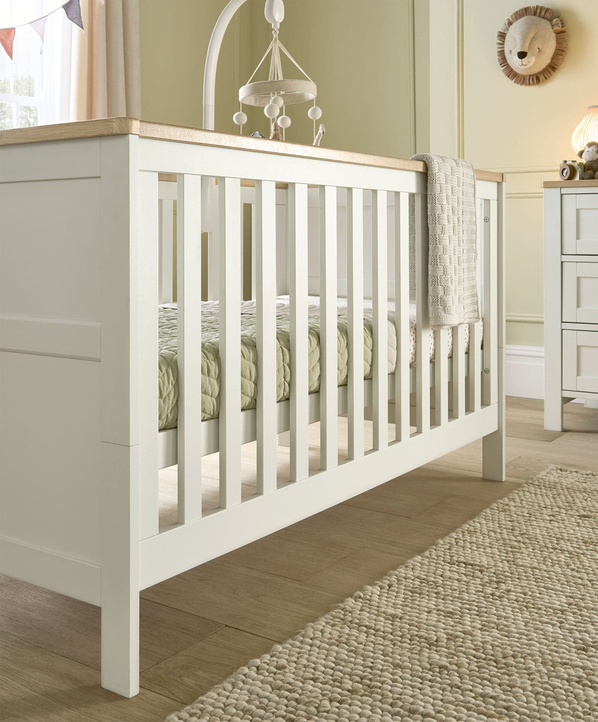 Wedmore 3 Piece Cotbed Range with Dresser Changer & Wardrobe - White/Oak