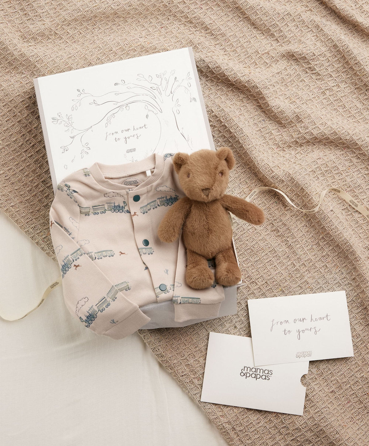 Boys Trains & Small Bear Toy Gift Box (0-3 M)