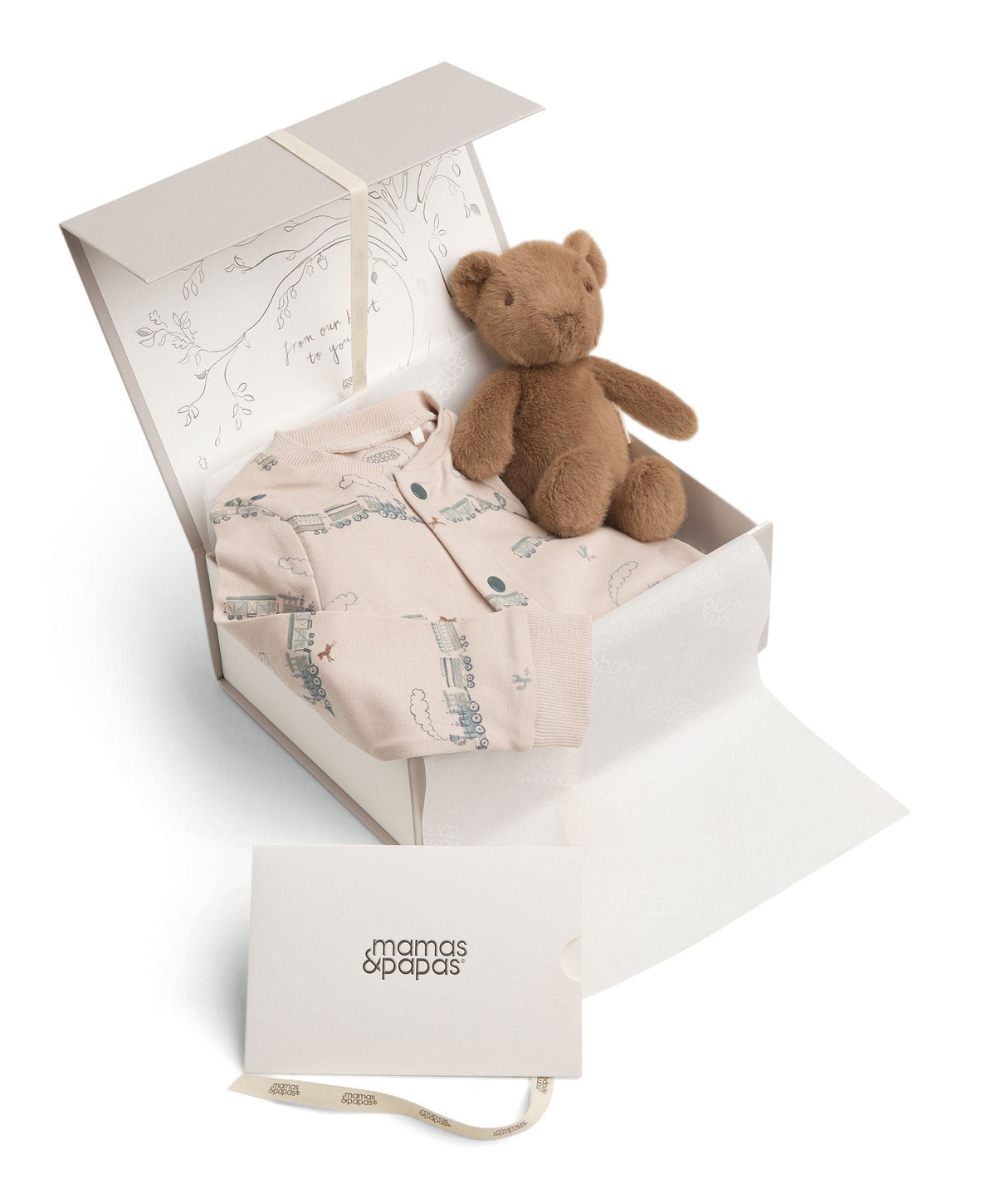 Boys Trains & Small Bear Toy Gift Box (0-3 M)