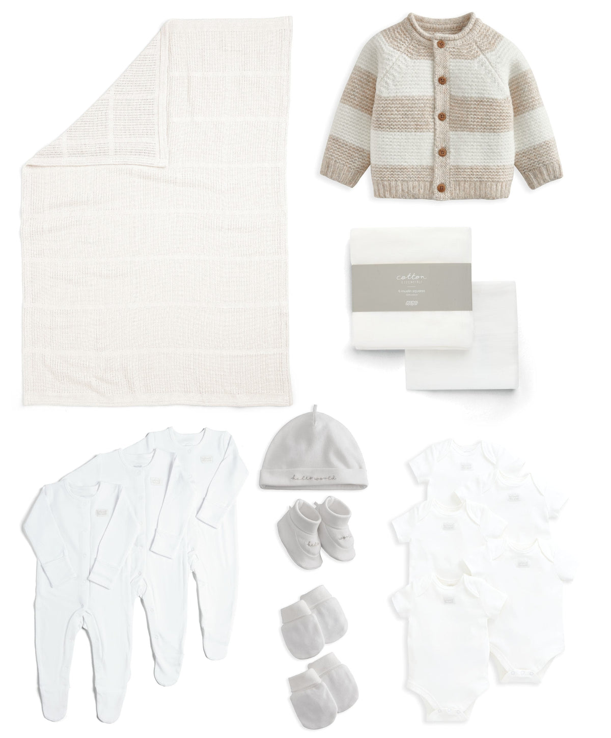 Newborn Essential Hospital Bundle (7 Piece) - White