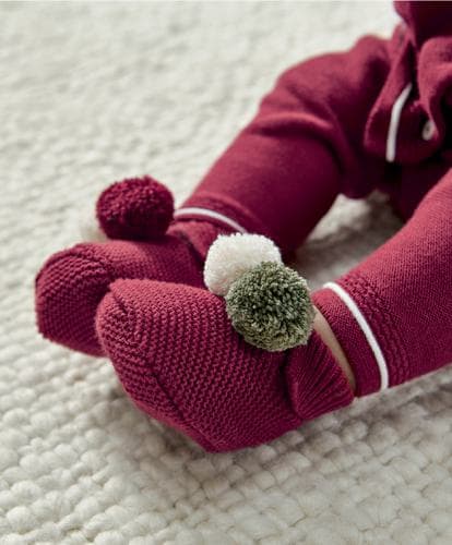 Knitted Pom Pom Booties