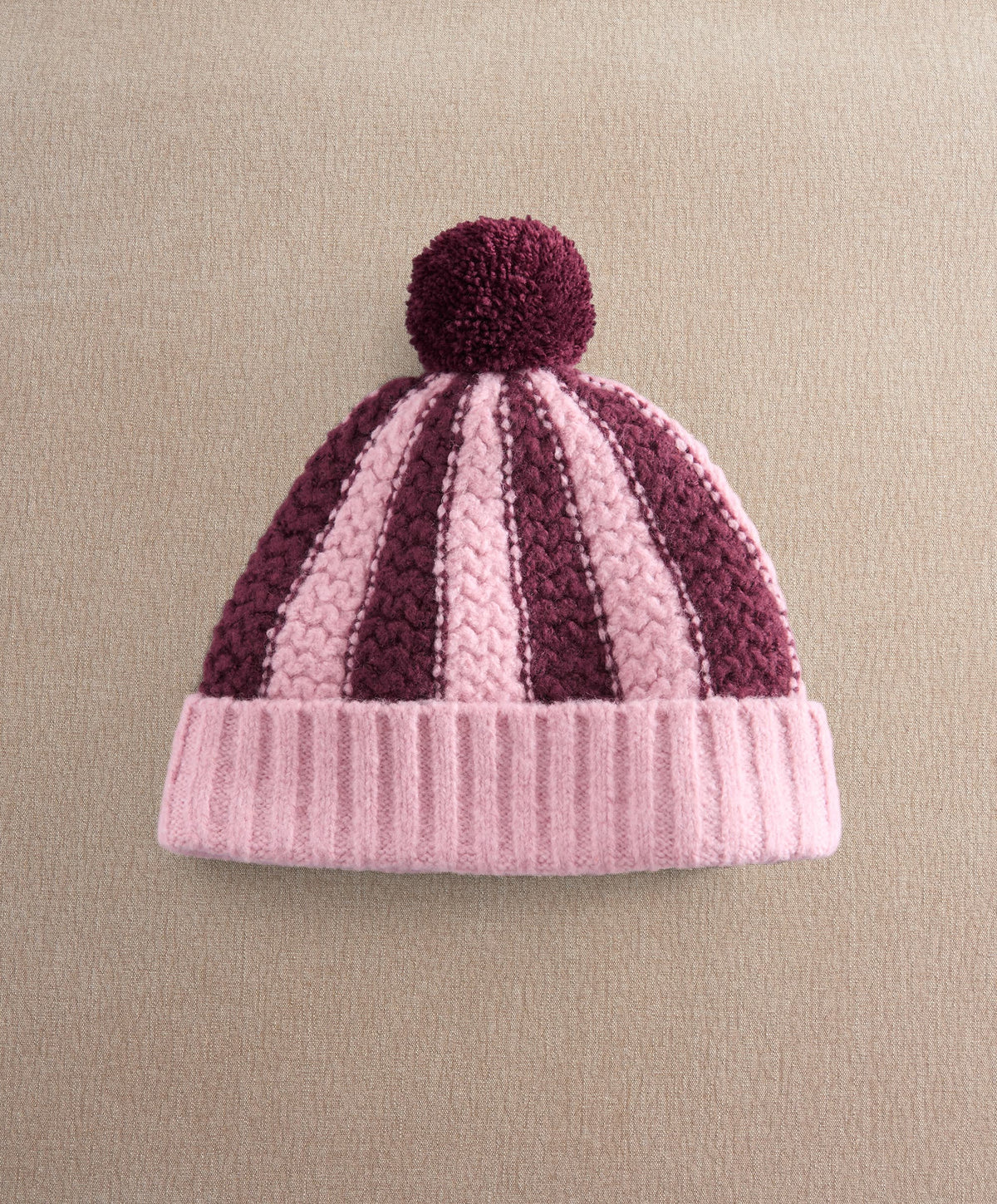 Knitted Pom Pom Hat - Stripe