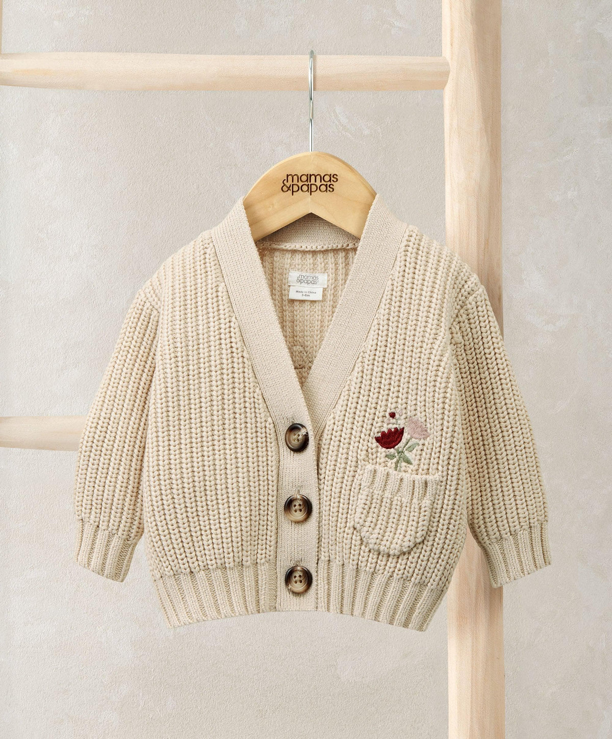 Embroidered Knitted Cardigan - Cream