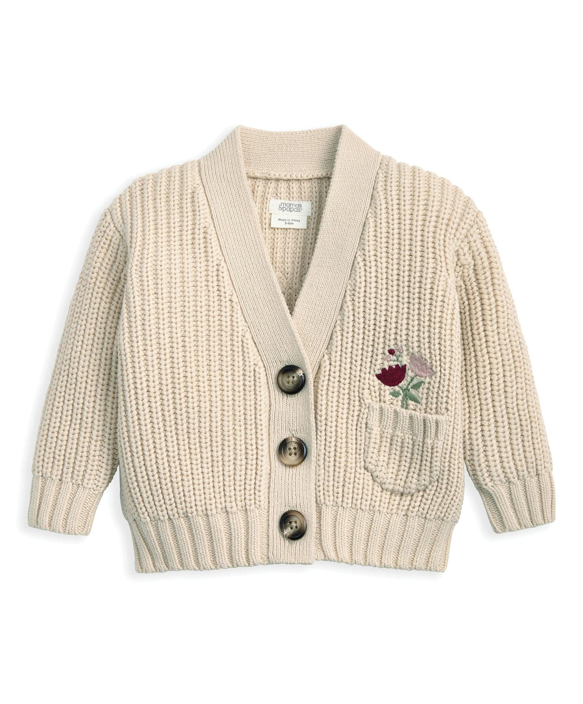 Embroidered Knitted Cardigan - Cream