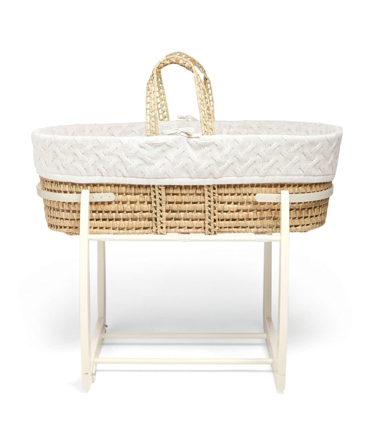 Moses Basket - White Cable Knit