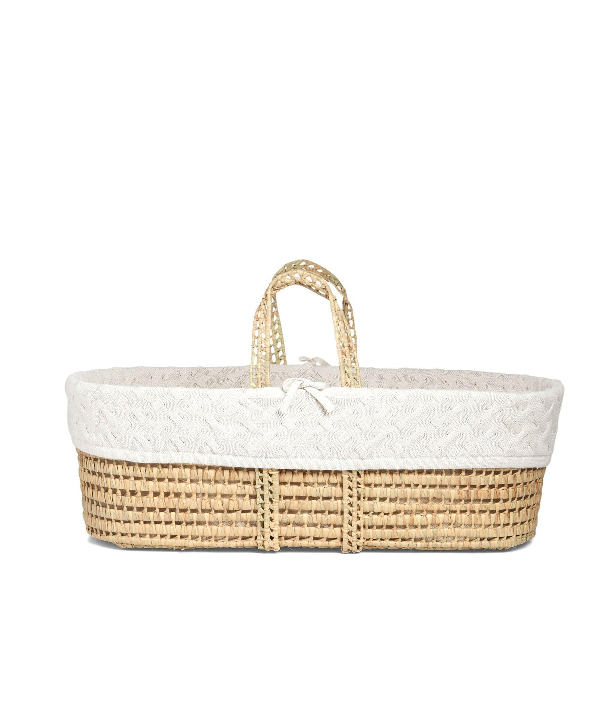 Moses Basket - White Cable Knit