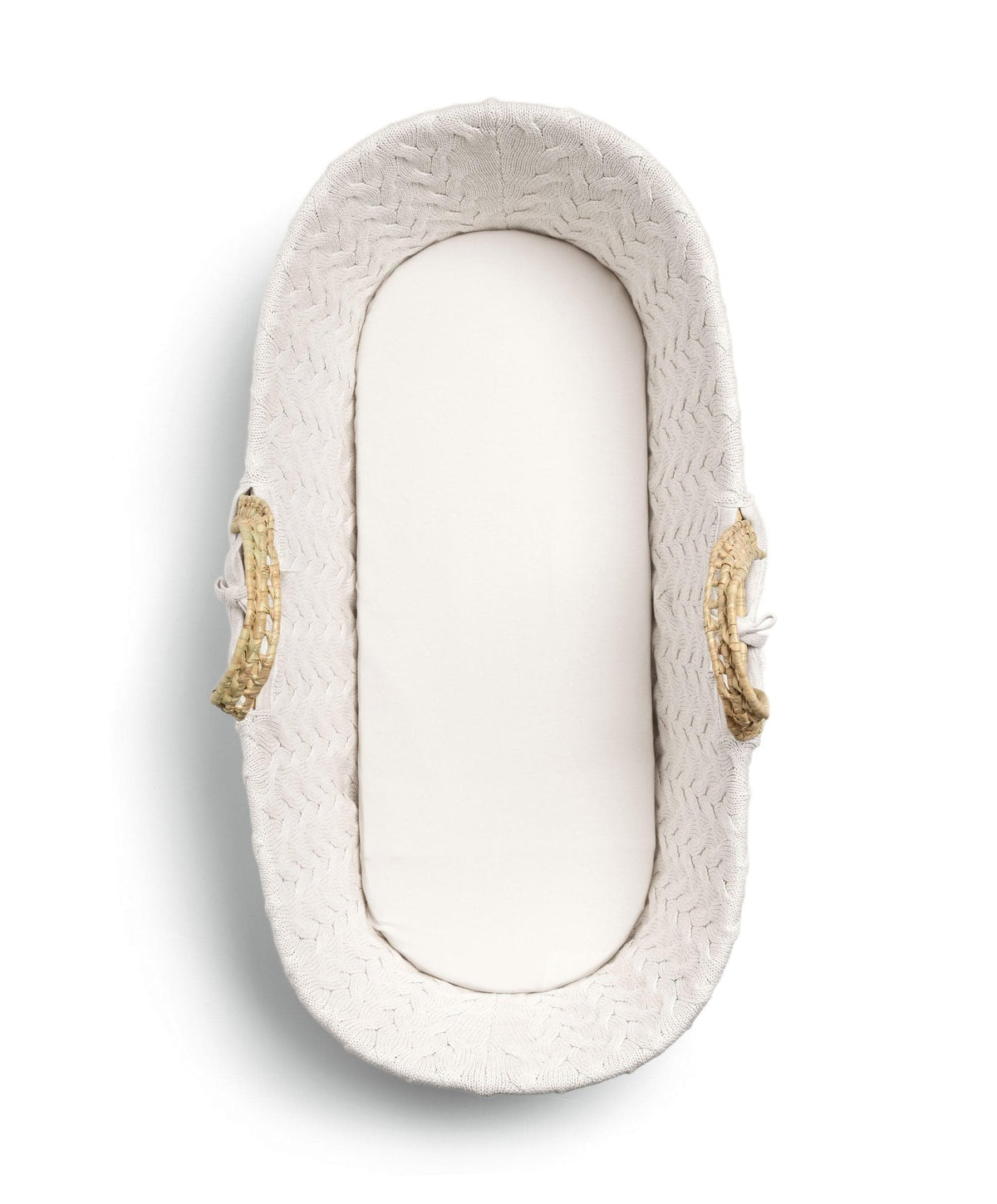 Moses Basket - White Cable Knit