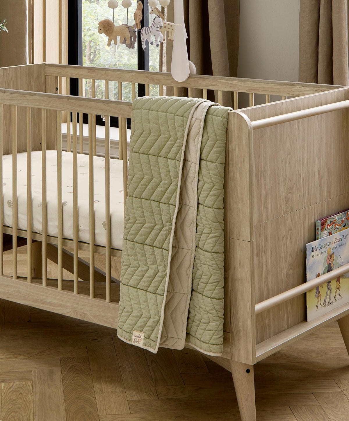 Nursery Bundle With Cot Mobile & Quilt (5 piece) - Born to be Wild