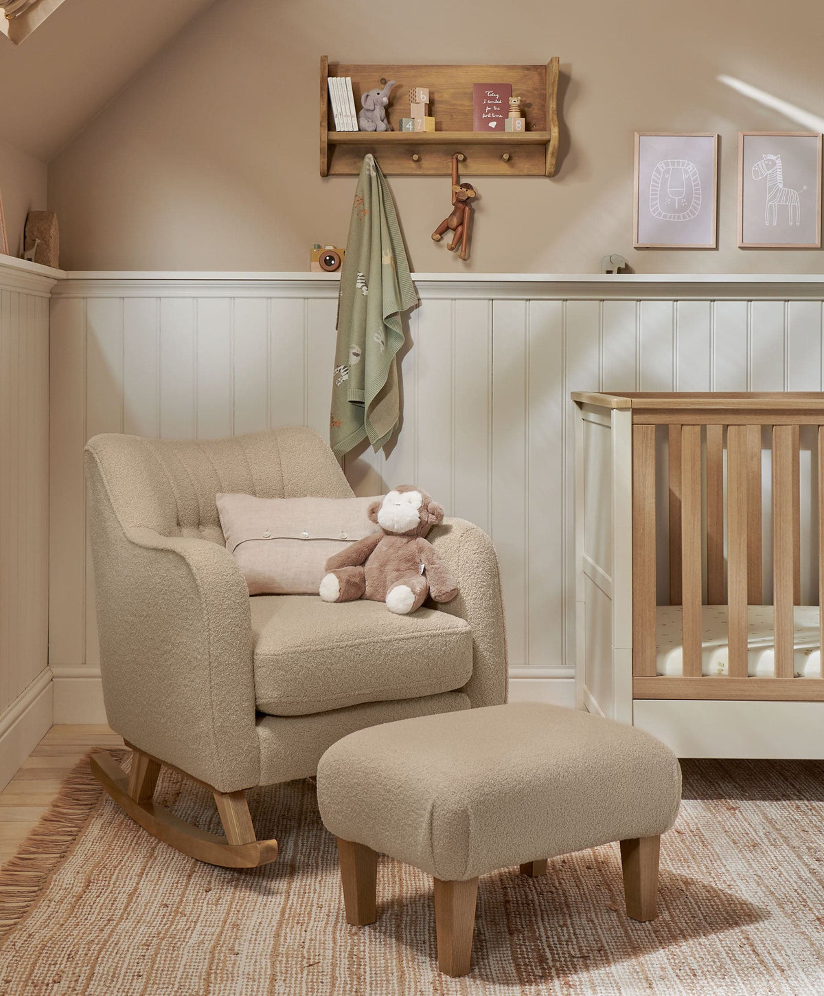 Hilston Nursing Chair & Footsool Set - Oatmeal Boucle