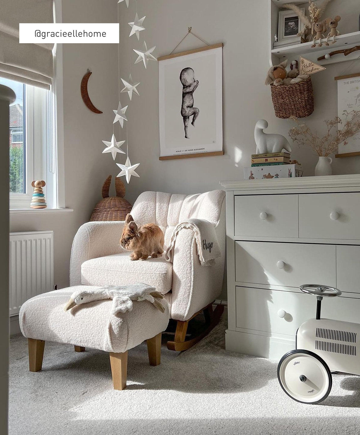 Hilston Nursing Chair & Footstool Set - Off White Boucle