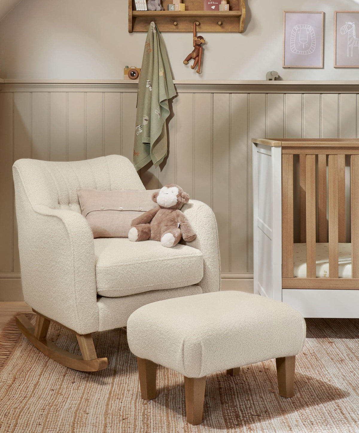 Hilston Nursing Chair & Footstool Set - Off White Boucle