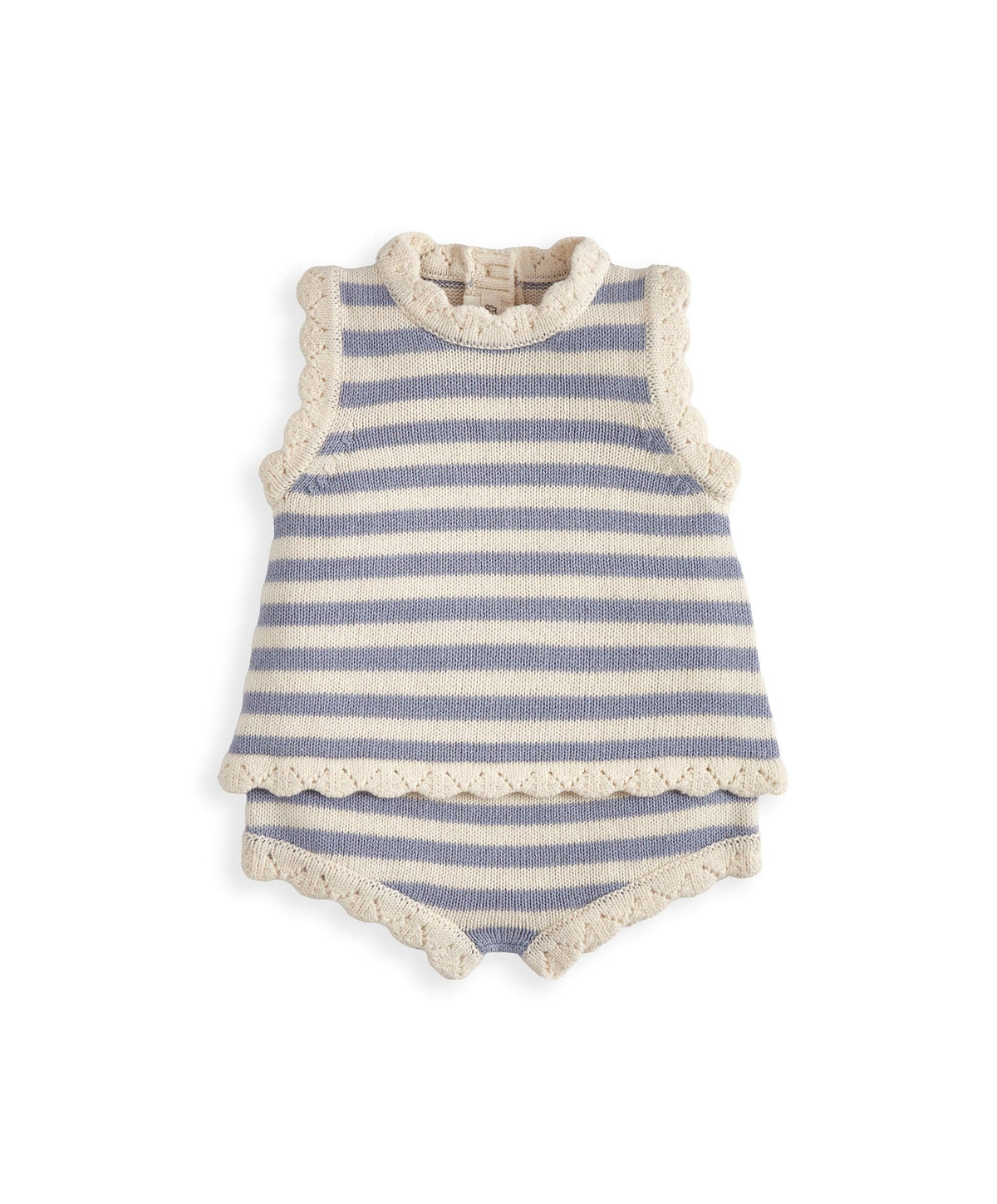 Blue Striped Knitted Top & Shorts