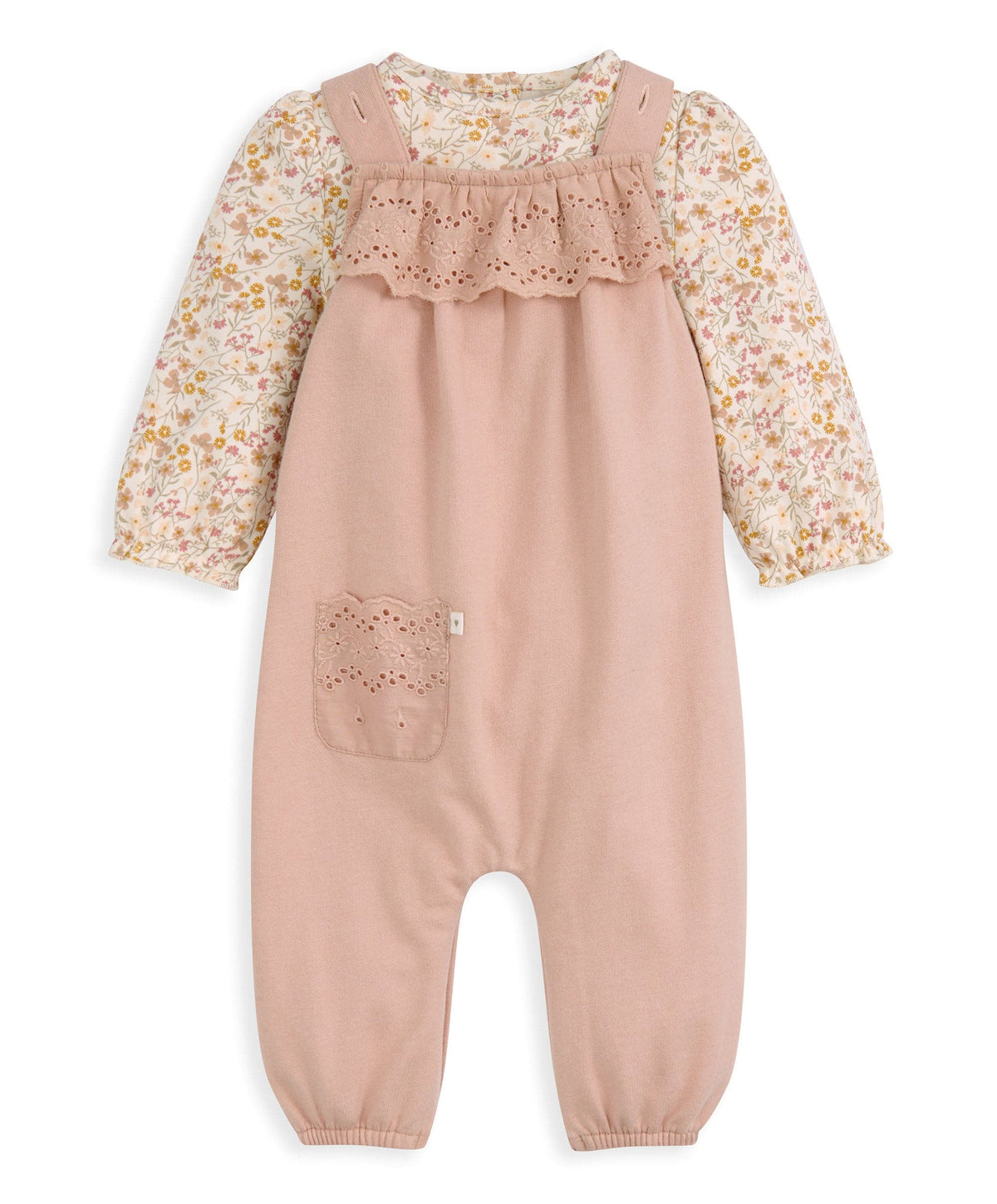 Broderie Dungarees and Bodysuit Outfit Set