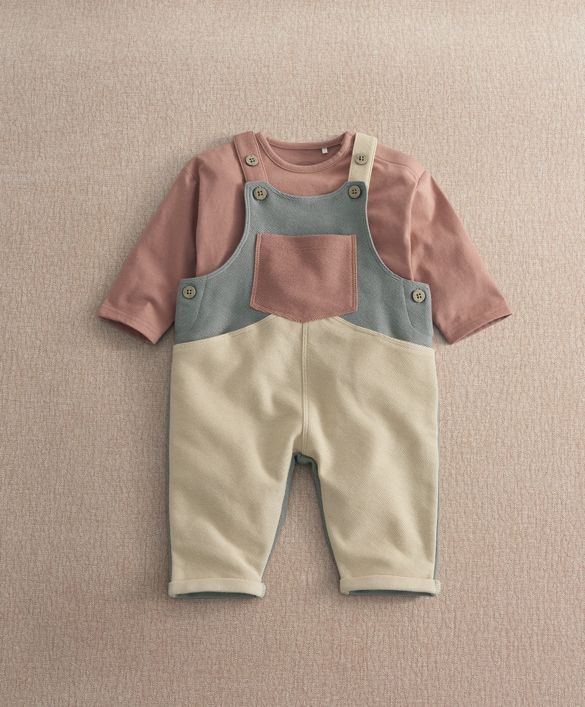 Colour Block Dungaree Outfit Set