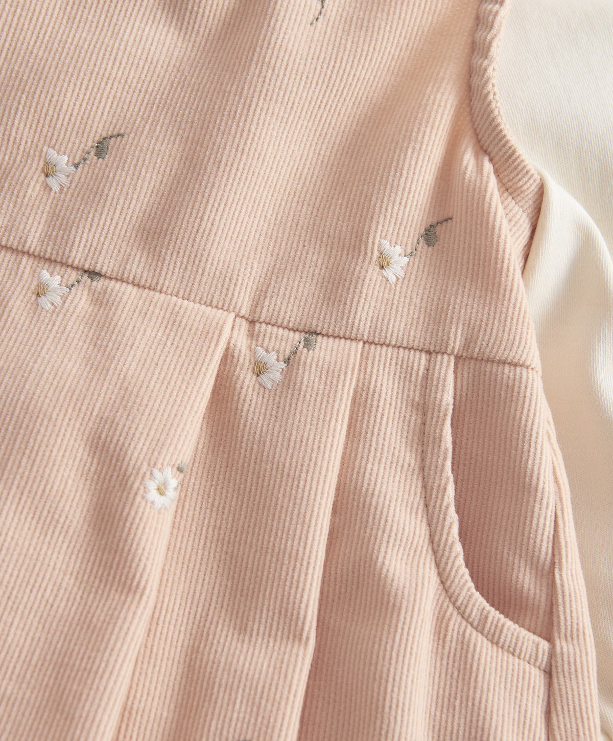 Corduroy Embroidered Romper Set