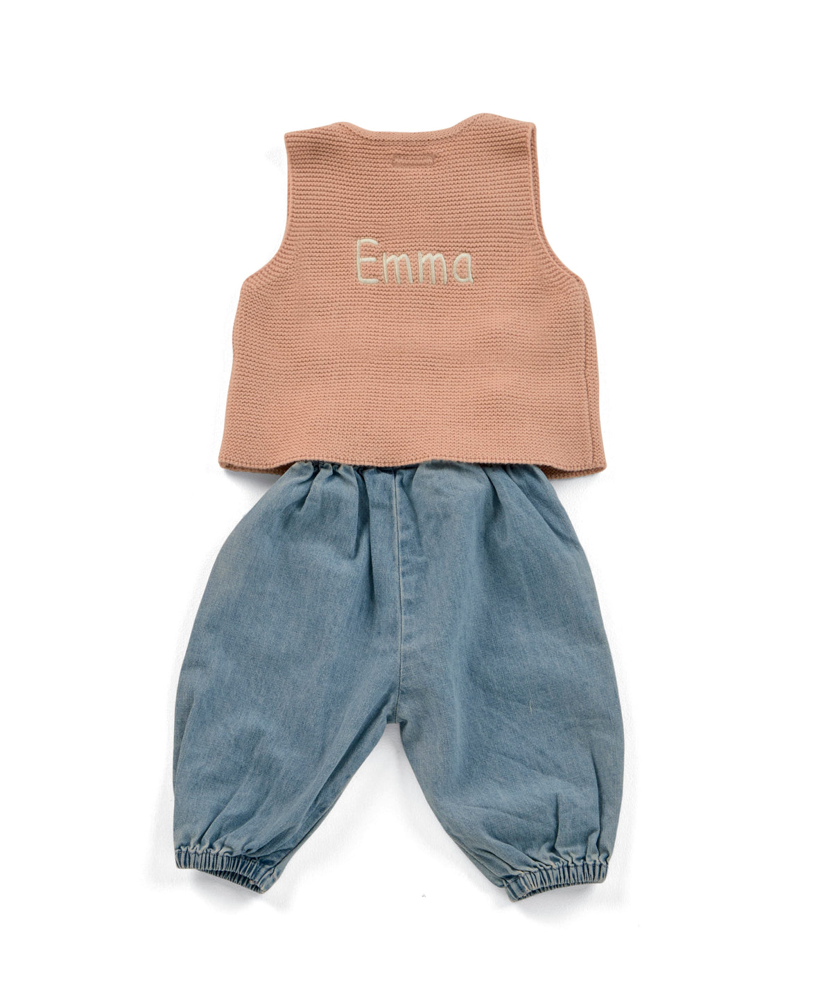 Knitted Waistcoat and Denim Trousers