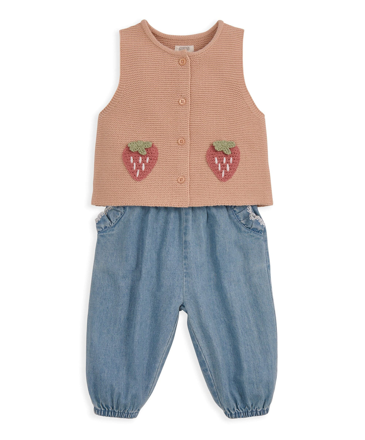 Knitted Waistcoat and Denim Trousers