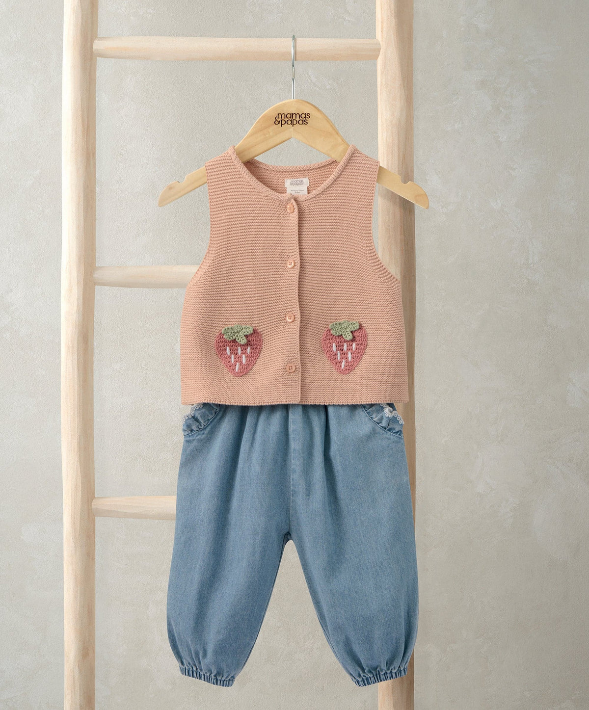 Knitted Waistcoat and Denim Trousers