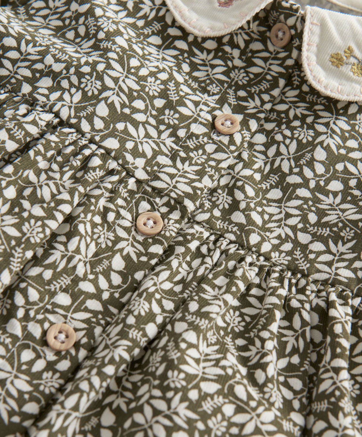 Leaf Print Dress & Tights Set