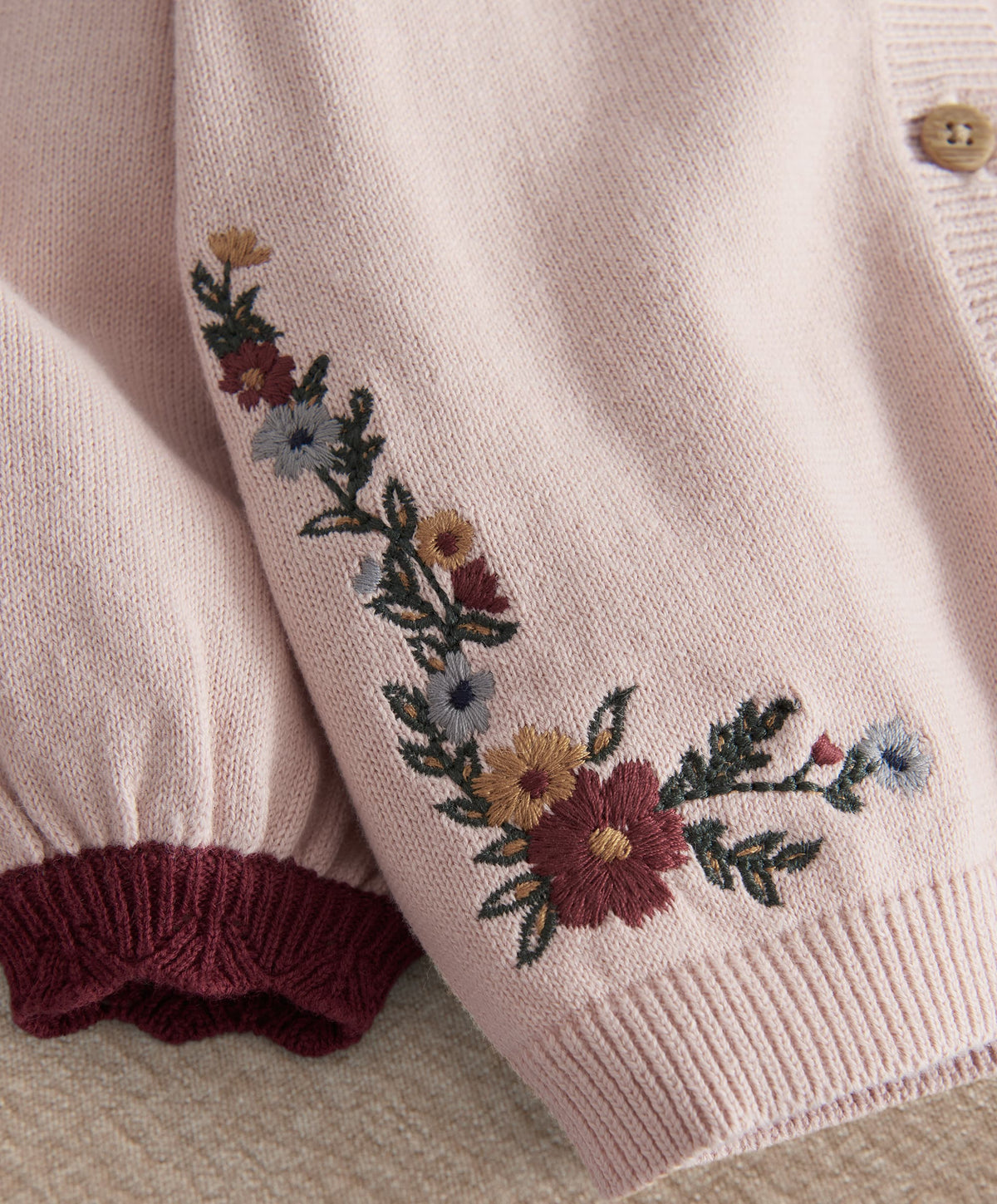 Pink Embroidered Knit Set (2 Pieces)