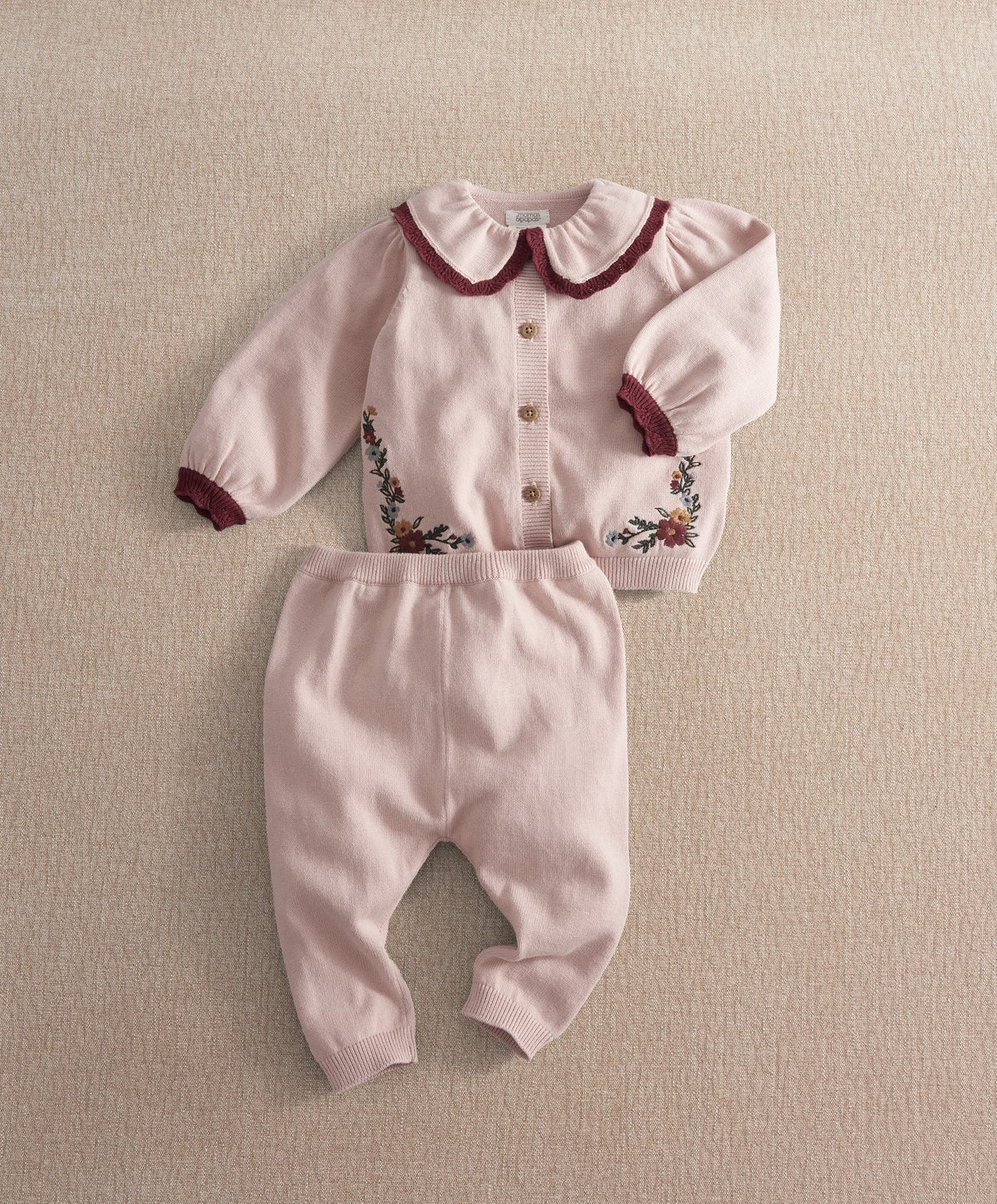 Pink Embroidered Knit Set (2 Pieces)