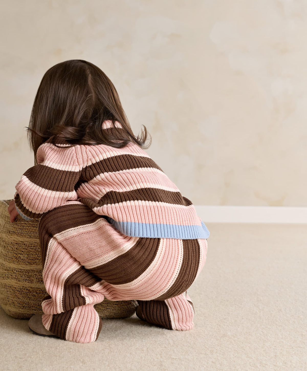 Stripe Cardigan & Knitted Wide Leg Trousers