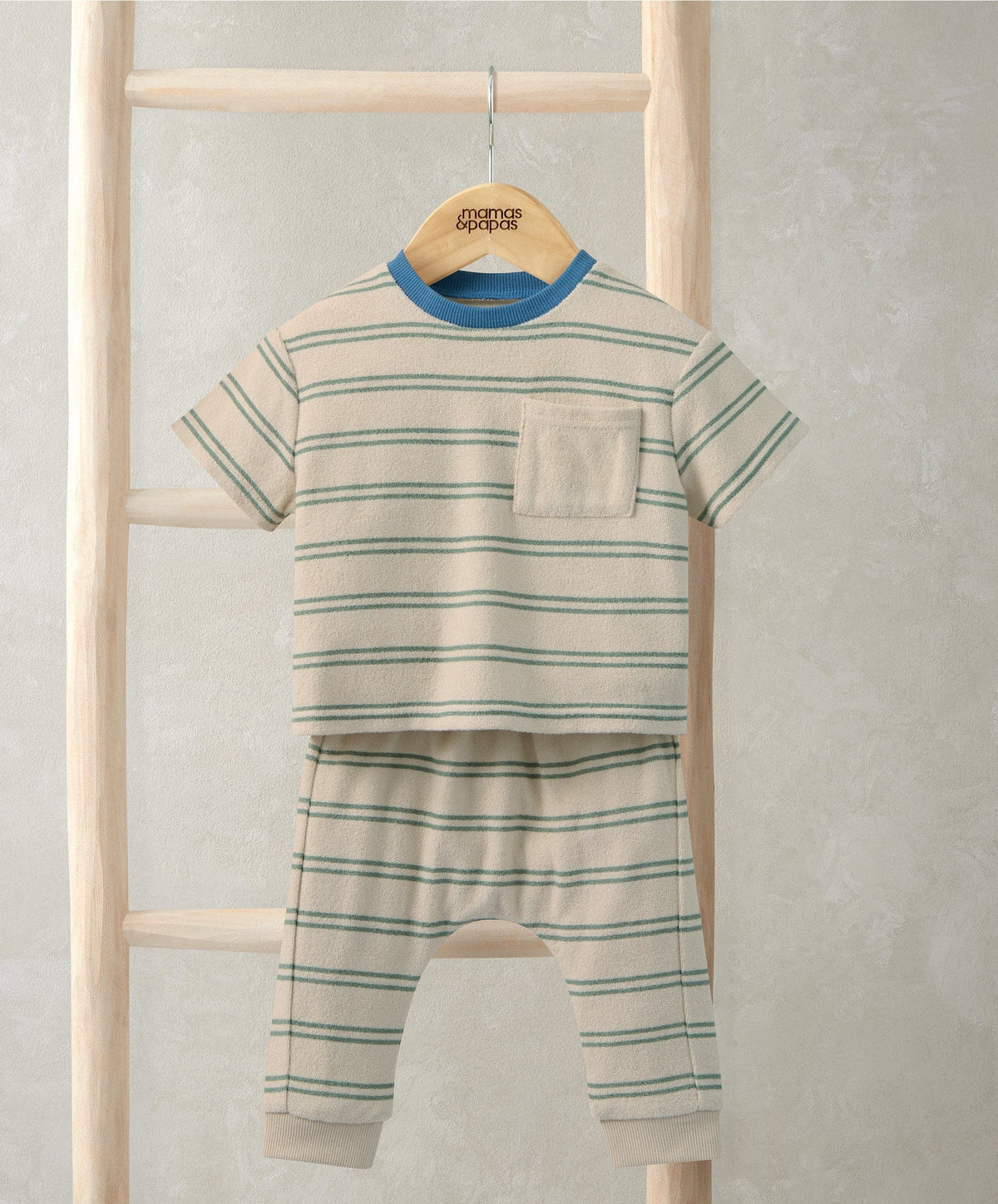 Striped Terry Towelling T-Shirt & Joggers Set