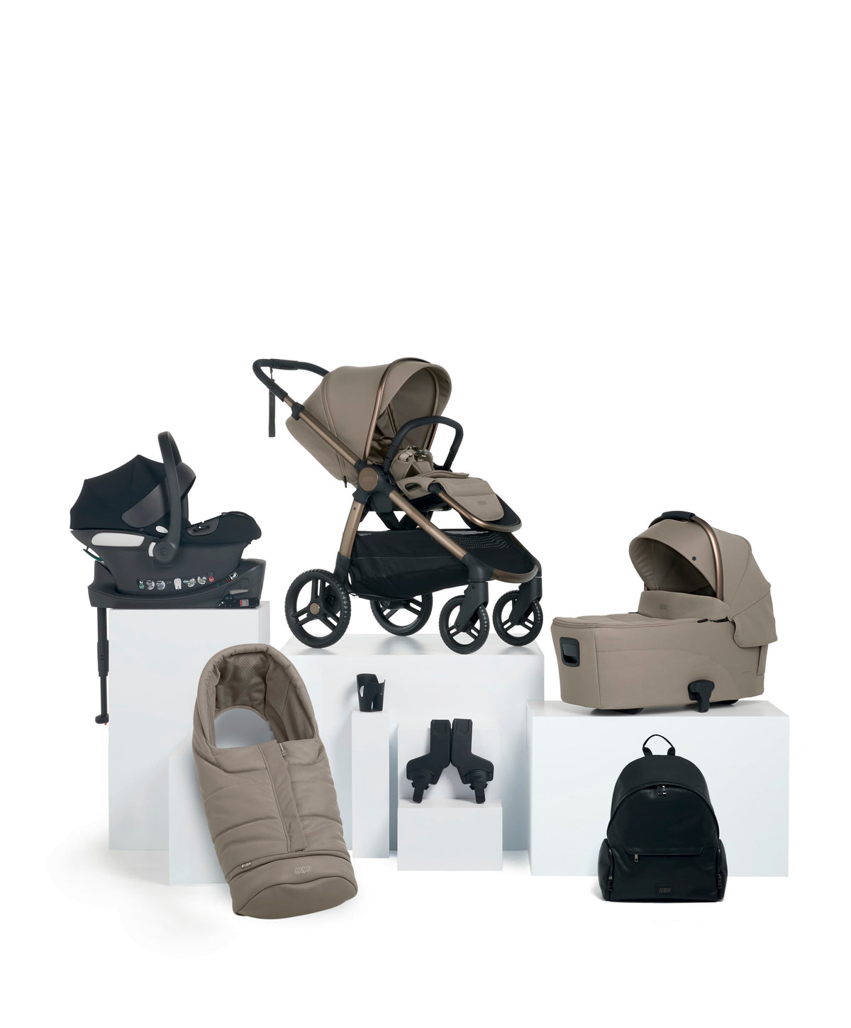 Ocarro 2 Complete Pushchair Bundle with Cybex Aton B2 i-Size Baby Car Seat (8 Pieces) - Oatmeal