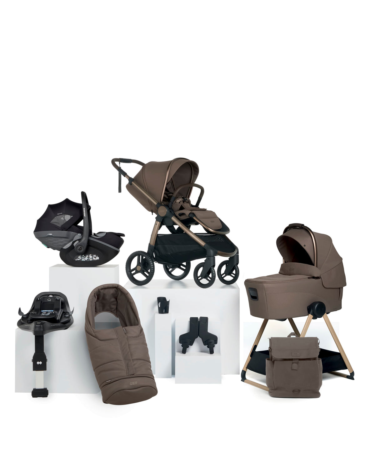 Ocarro 2 Pushchair Bundle with Maxi-Cosi Slide Pro Car Seat & Base (9 Pieces) - Crema