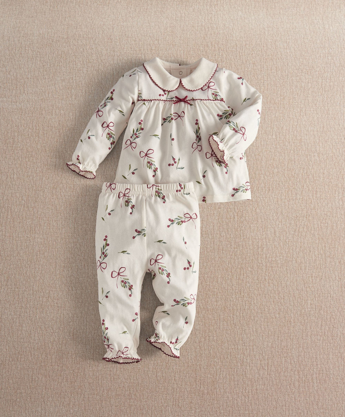 Christmas Berry Bow Print Pyjama Set