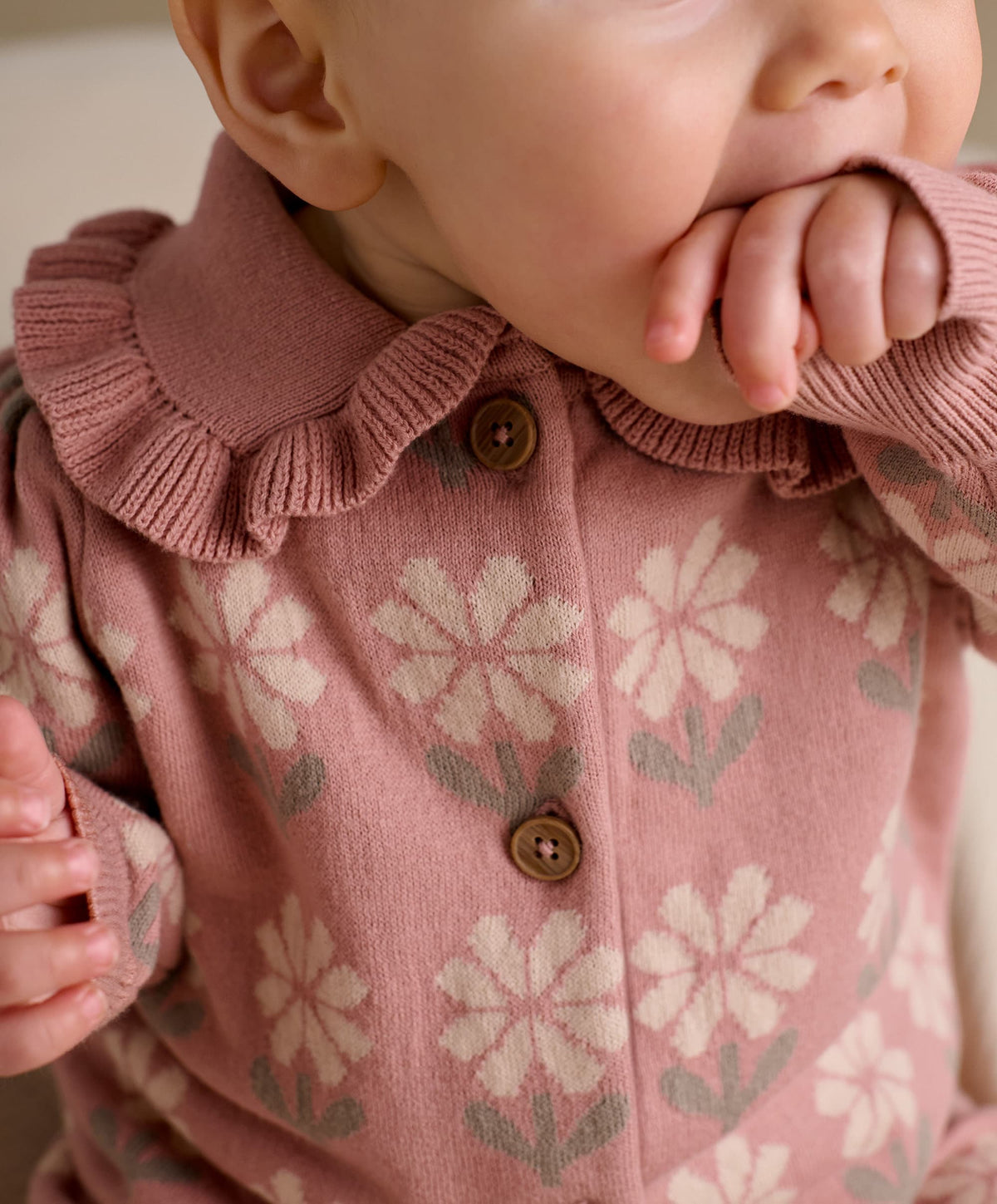 Pink Floral Knitted Romper
