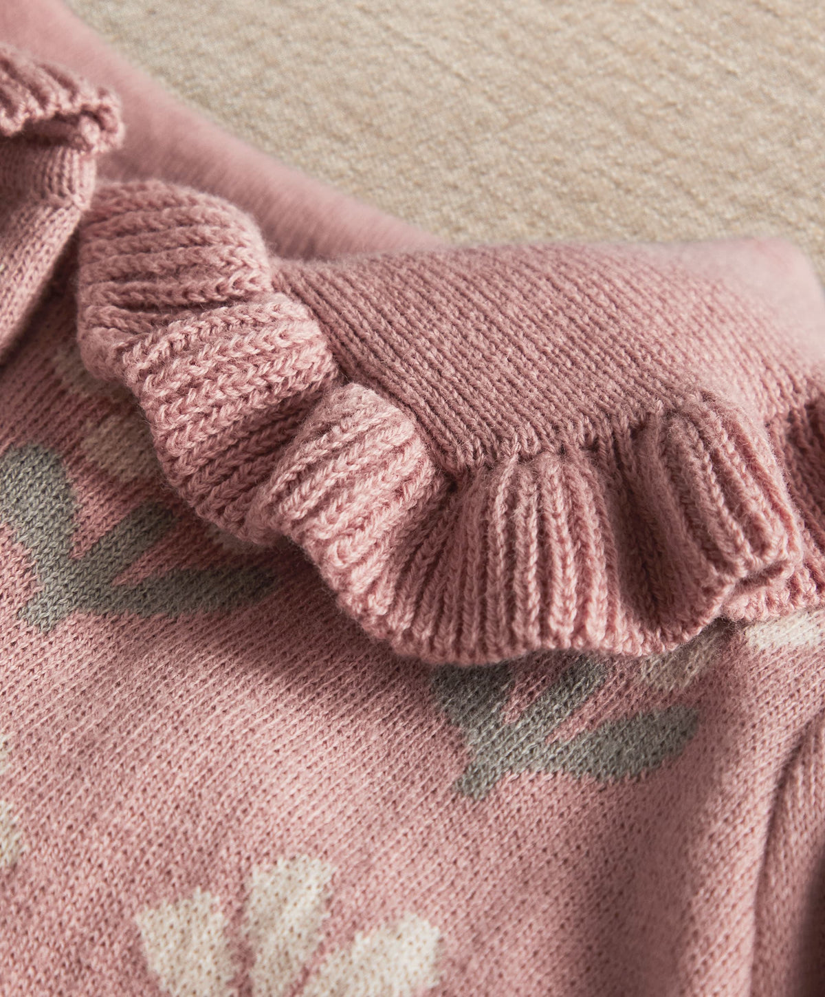 Pink Floral Knitted Romper