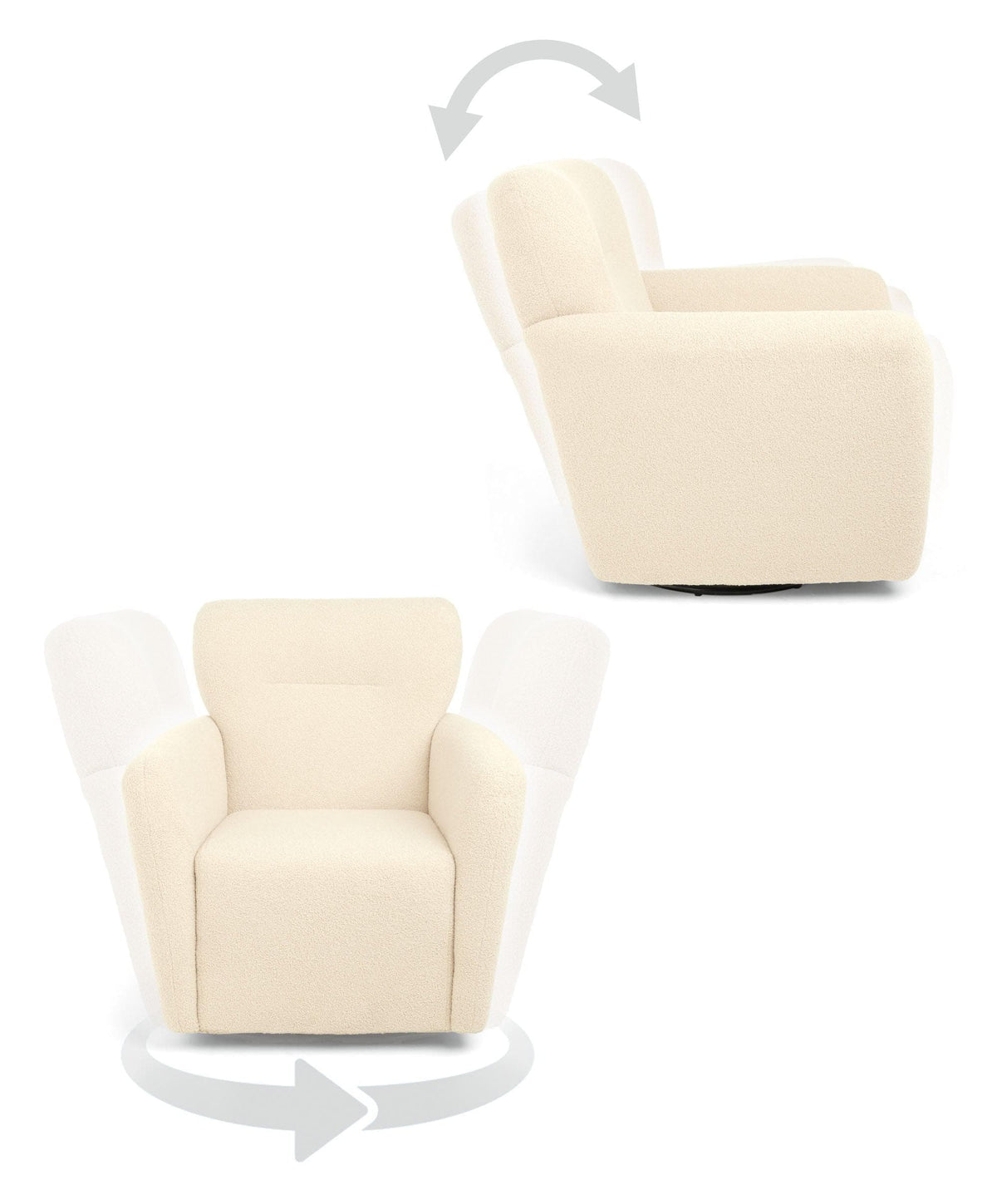 Settle Swivel Nursing Chair & Stool - Off White Boucle