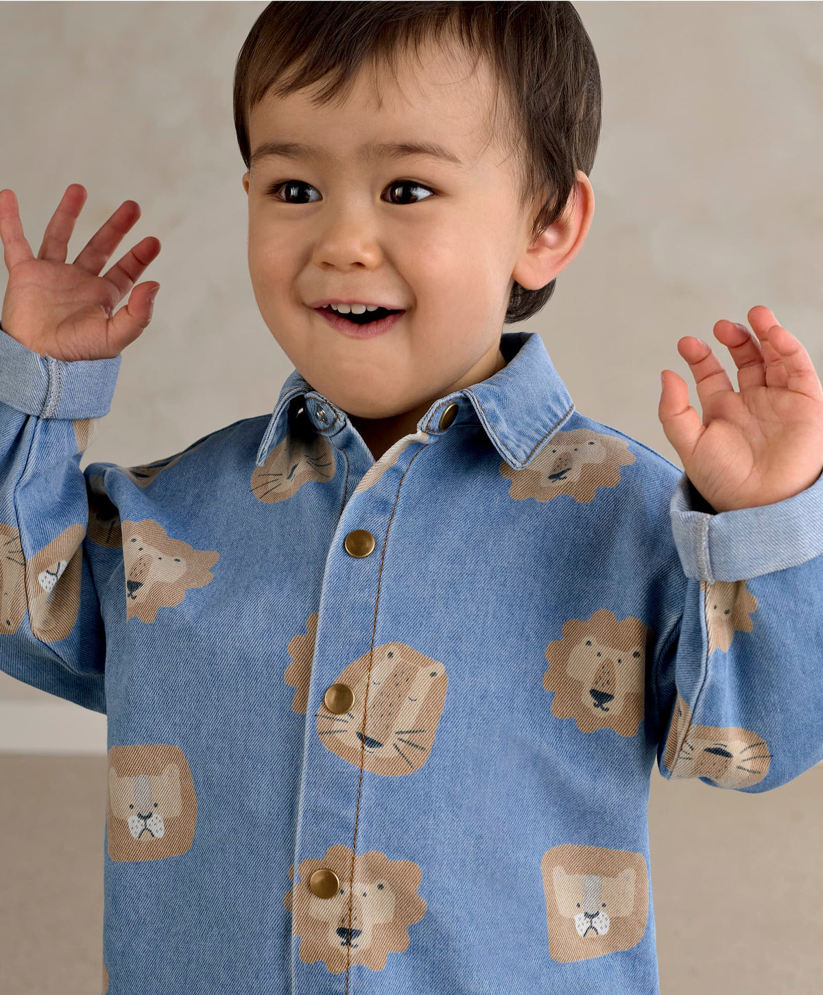 Lion Print Denim Shirt