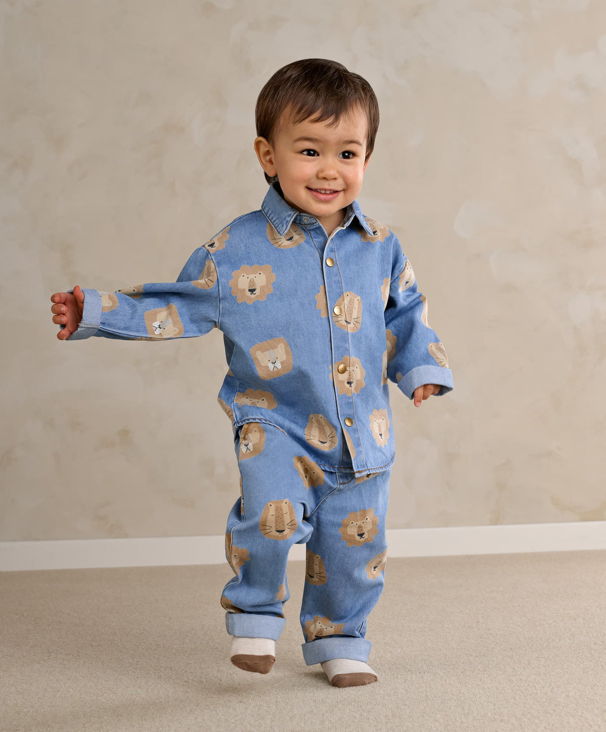 Lion Print Denim Shirt