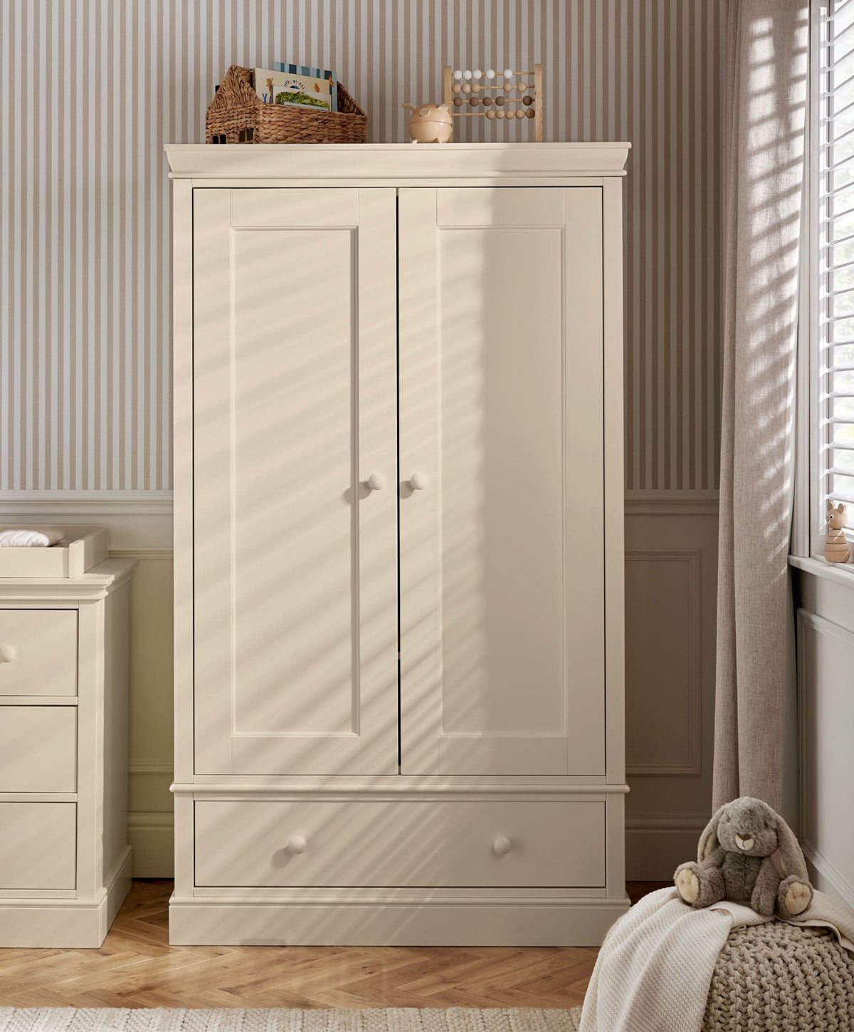 Oxford 3 Piece Cotbed Range with Dresser Changer & Wardrobe - Cashmere
