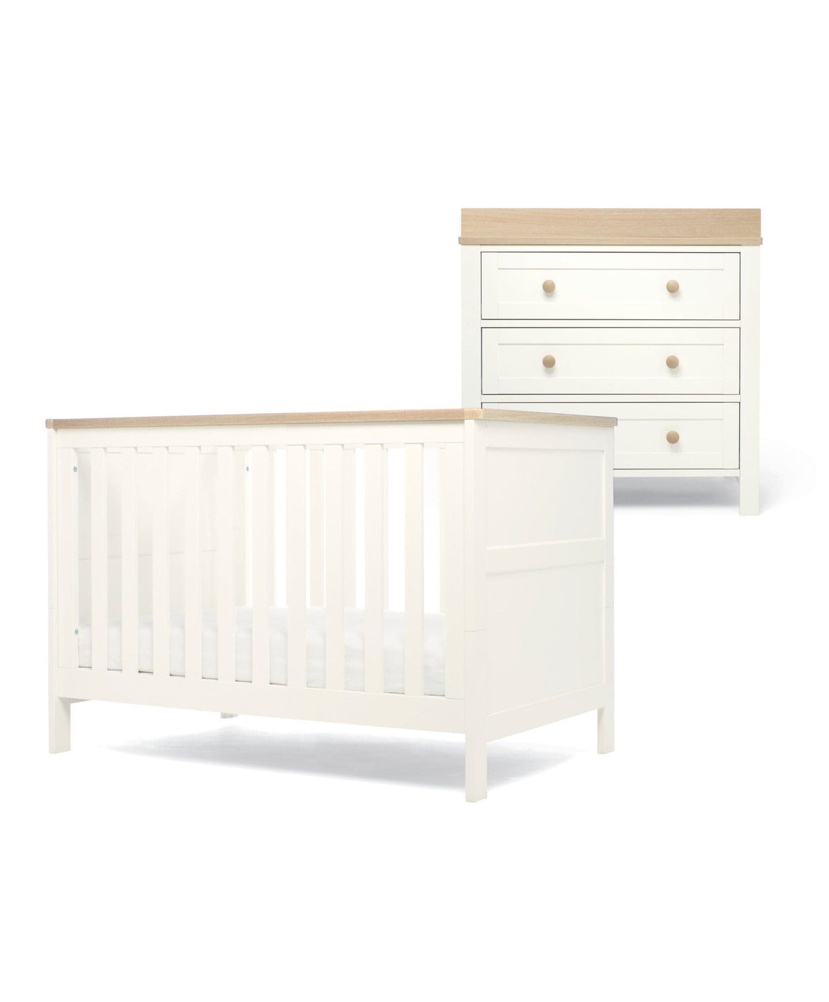 Wedmore 2 Piece Small Cotbed Set with Dresser Changer - White/Oak