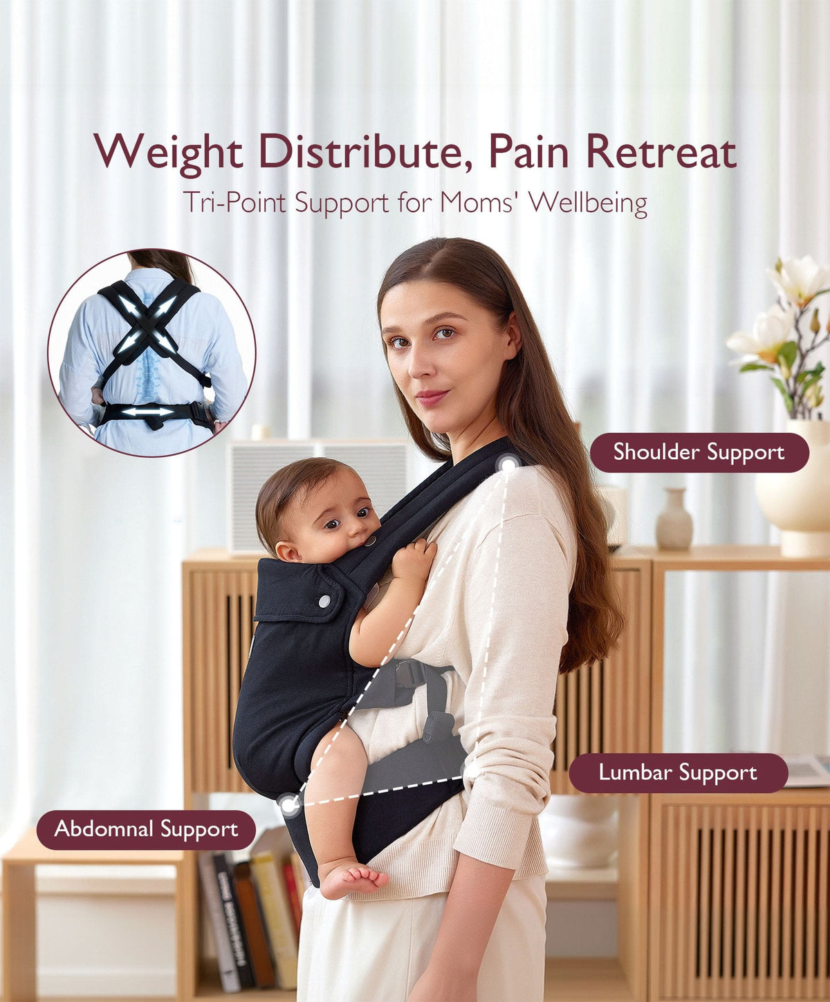 Momcozy Baby Carrier 3M+ Cotton - Black