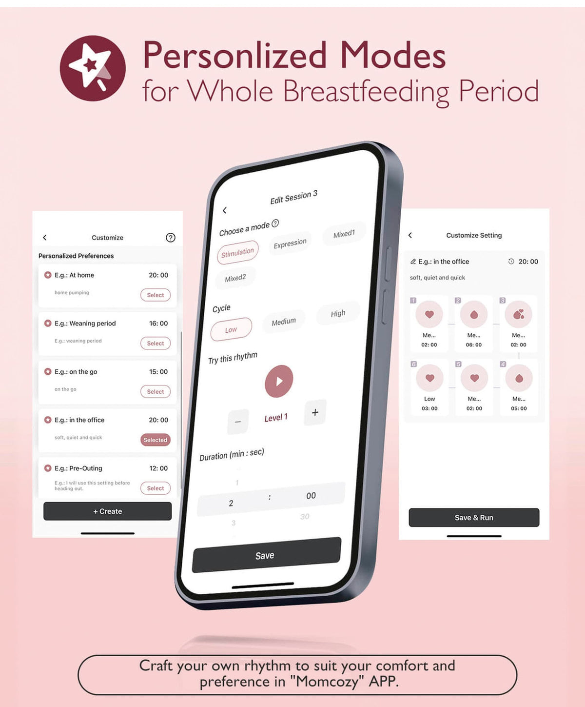 Momcozy M9 Single Breast Pump - White/Pink