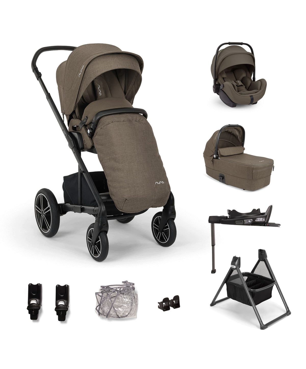 Nuna Mixx Next Pushchair Bundle with Carrycot Stand & Arra Flex Car Seat & Base - Pistachio