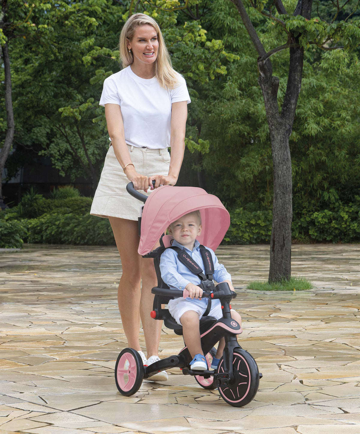 Globber Explorer Foldable 4-in-1 Trike - Pastel Pink