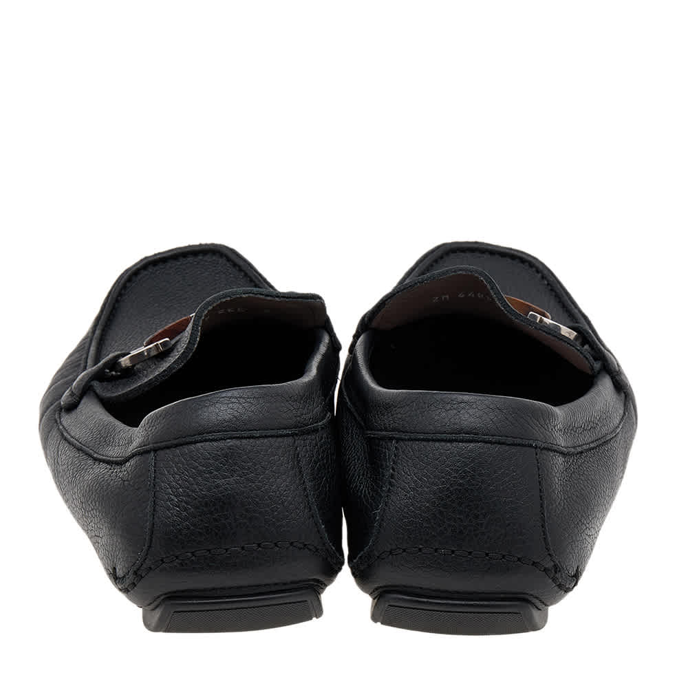Salvatore Ferragamo Black Leather Gancini Bit Slip On Loafers Size 43
