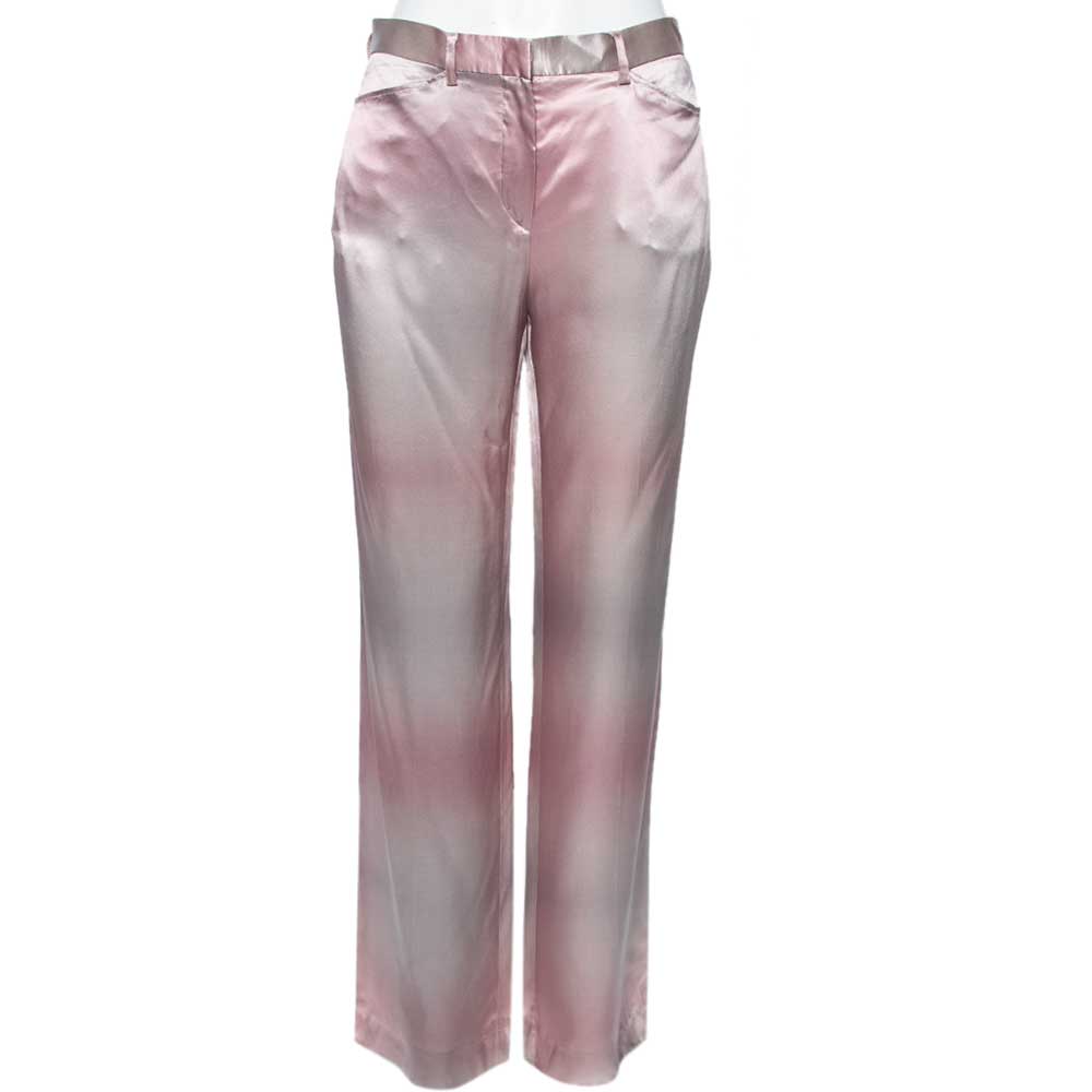 Emporio Armani Pink & Grey Silk Pants M