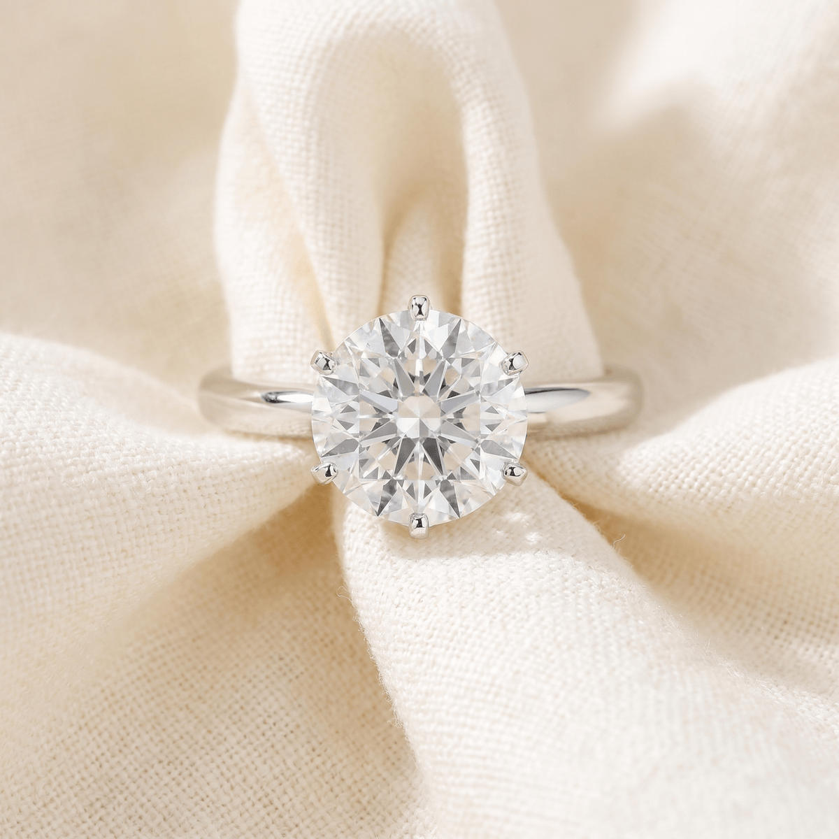 2 1/15ct Round Diamond Solitaire Engagement Ring 14K White Gold Size Selectable