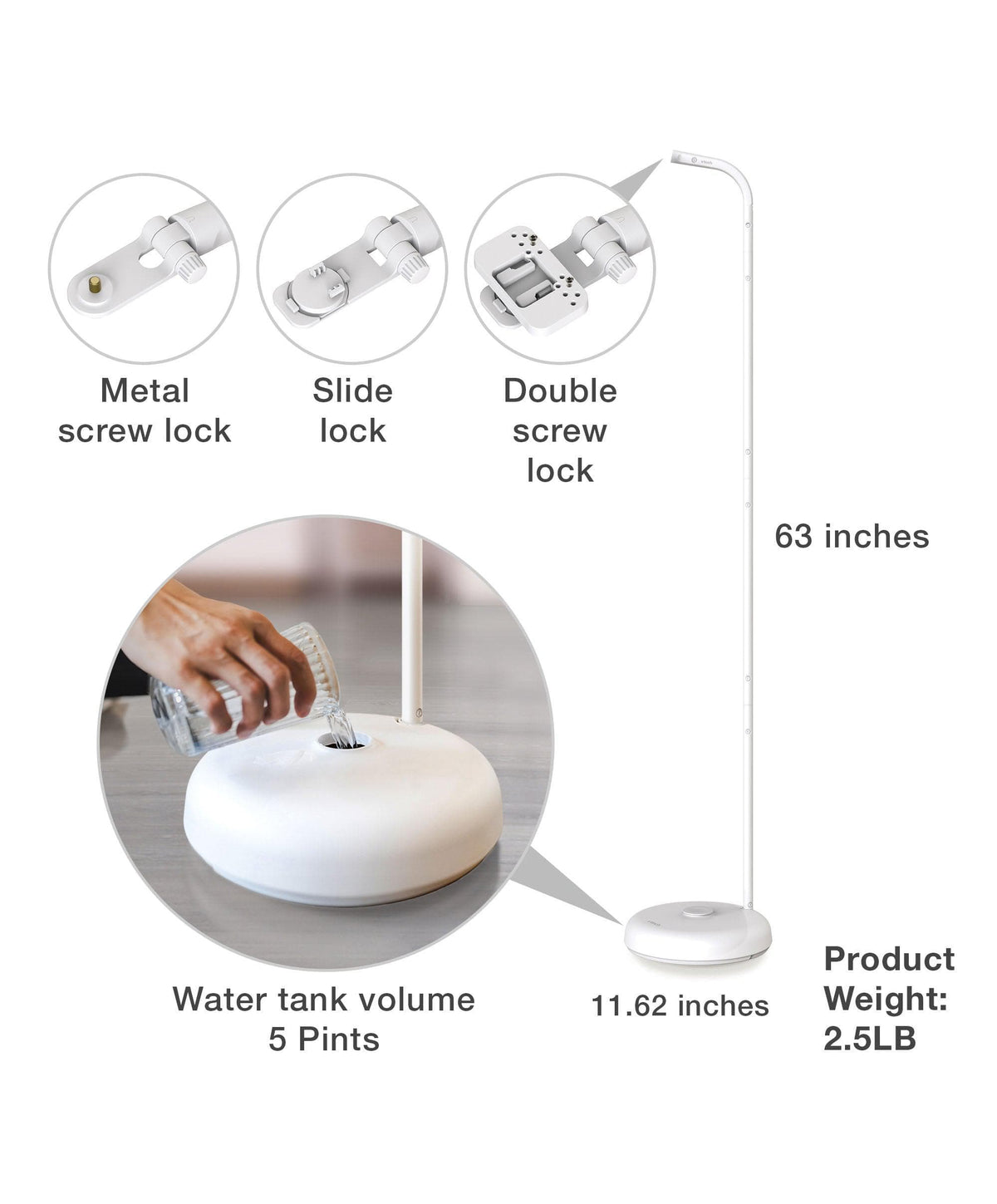 VTech RM7787HD 7inch Over-The-Cot Smart Monitor & VTech ClearView Universal O-T-C Camera Floor Stand - White