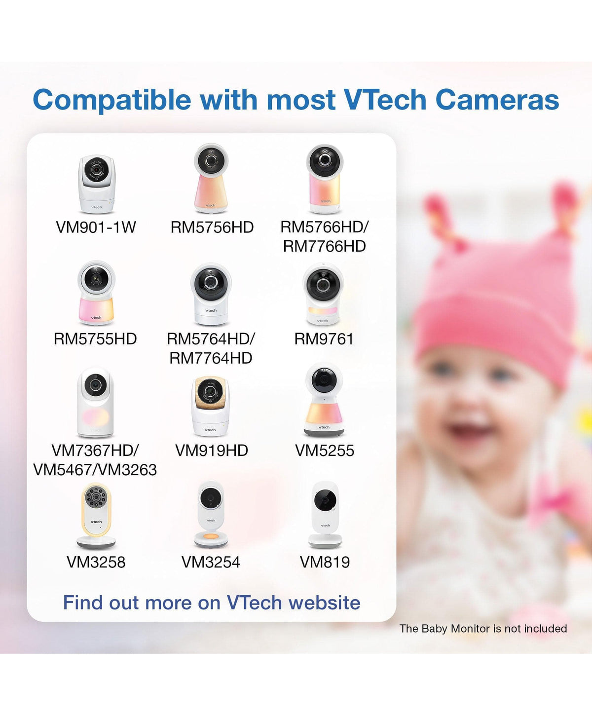 VTech RM5766HD Smart Video Baby Monitor & Camera Floorstand - White